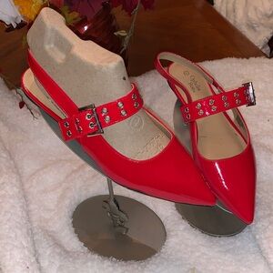 Ophelia Roe Chic Red Studded Flats size 11